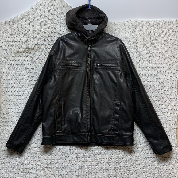 Columbia Jacket Sherpa Lined Men's XL Brown flex leather flex fur Remove Hoodie - Picture 1 of 11